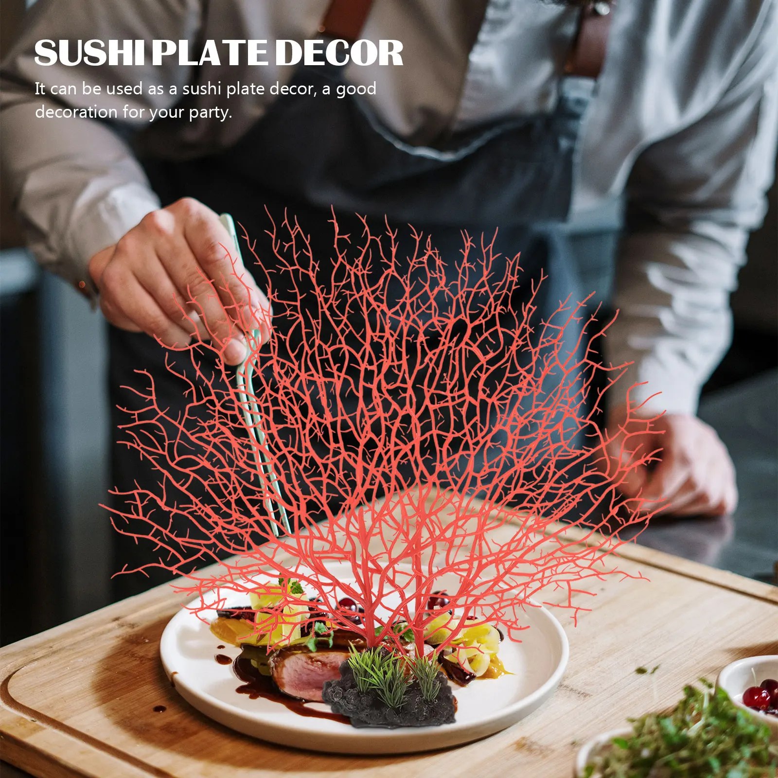 

Artificial Coral Decoration Plate Red Sushi Chinese Style Tableware Supply Cold Dish Decor Restaurant Sashimi Ornament Portable