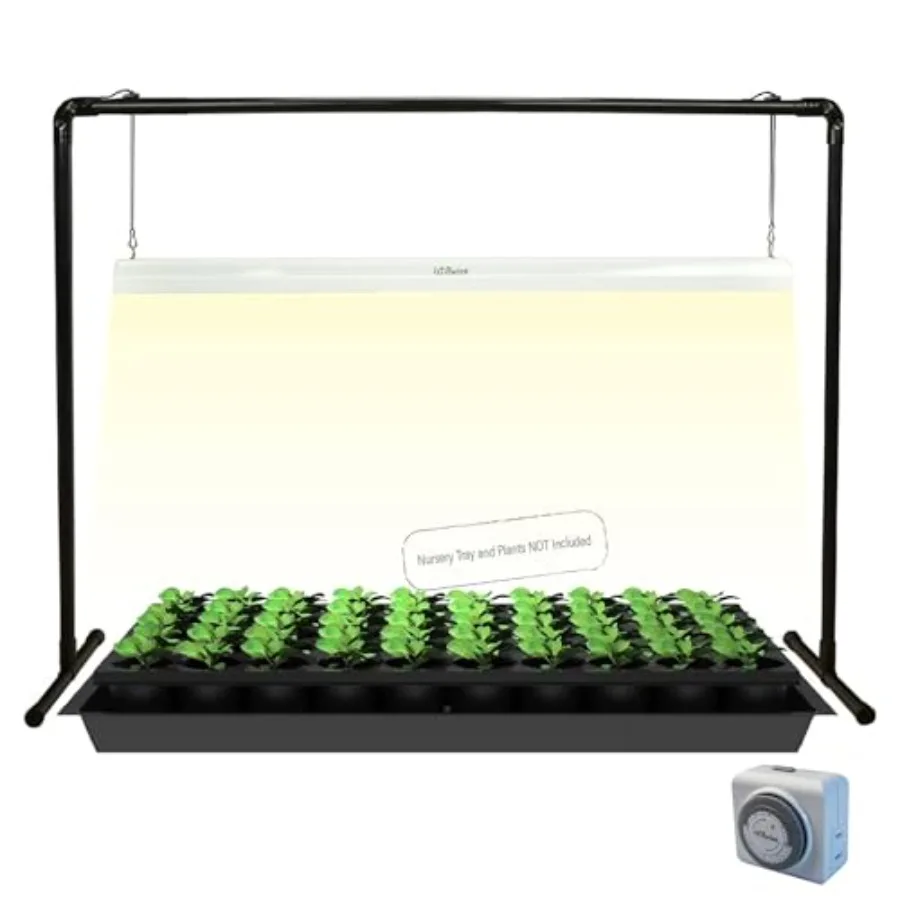 

Подставка для светодиодной лампы для растений длиной 2 фута, с железным каркасом, светом естественного белого спектра и полноспектральной светодиодной лампой для выращивания растений.