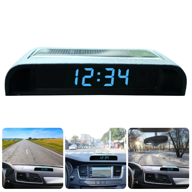 Automobile Solar Powered Clock with Night Light Function Solar Energy Charged Car Dashboard Clock for Travel Enthusiasts