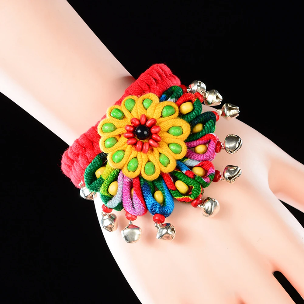 Creative Ethnic Women's Hand Bracelets Woman Hand Woven Female Bangle Lucky Red Bracelet Tie Dye Bohemian Bracelet Women Jewelry