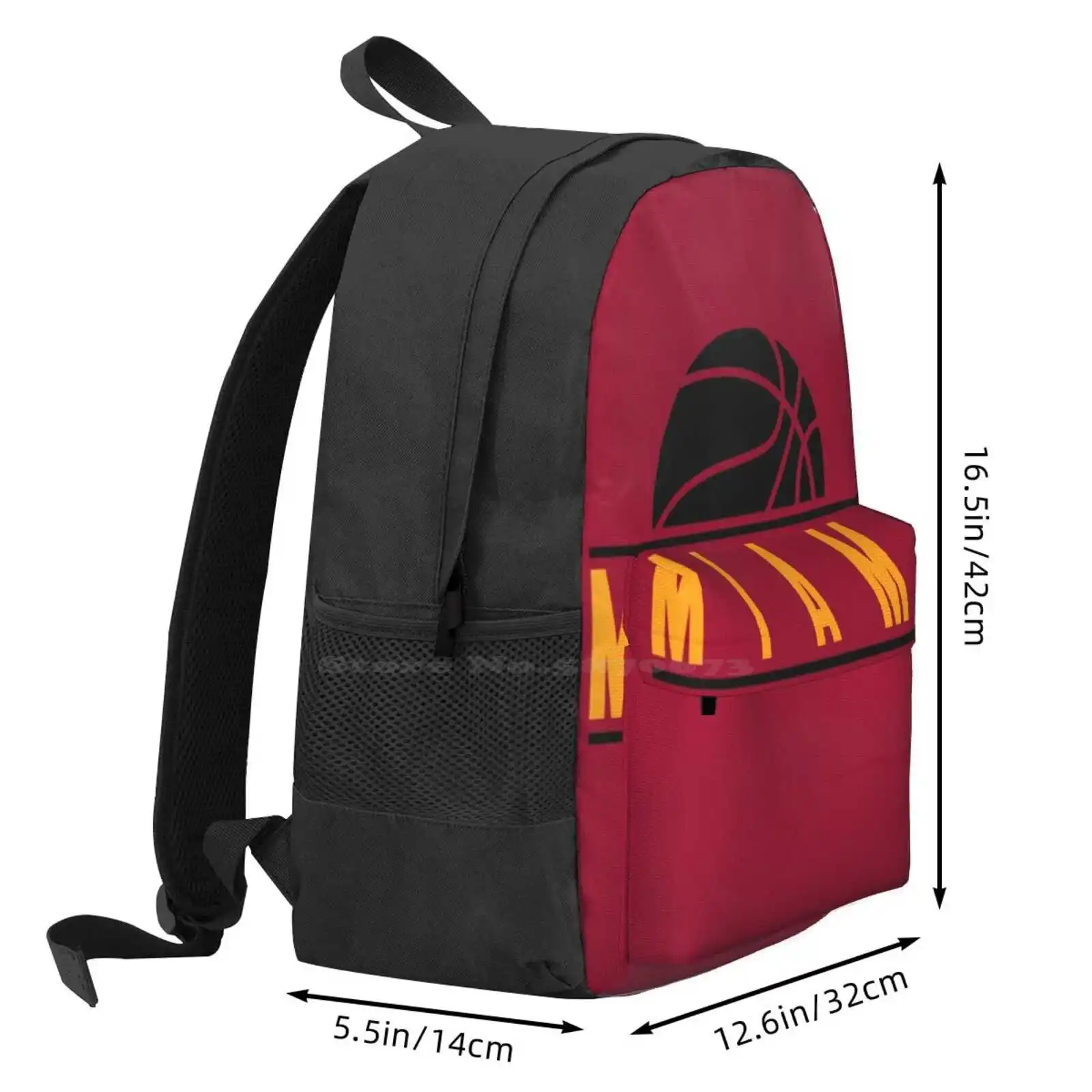 Miami Basketball Modern Logo Red Hot Sale Schoolbag Backpack Fashion Bags Miami Florida Slamdunk Ballers Heat Modern Logo Font