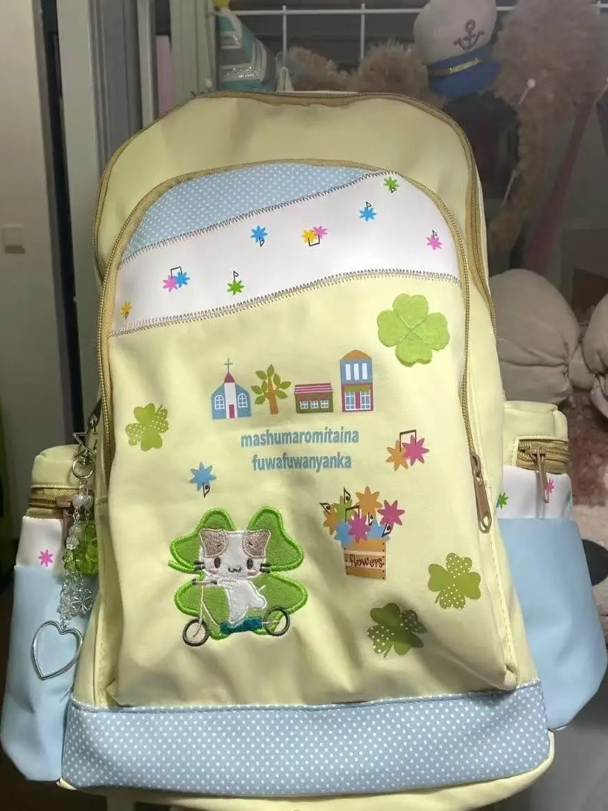 Cute  Cotton Candy Large Capaci Bapa for High School College Students Class Versatile Bapa Japanese Sle Bag