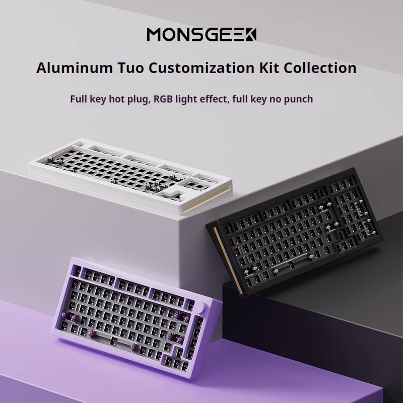 Monsgeek M3- Aluminum Mechanical Keyboard Kit  Tkl  Rgb Hot Swappable Barebone Front South Cnc Metal Assembled Through Washers