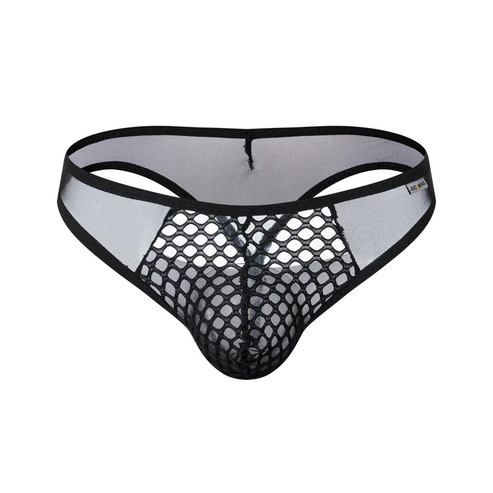

Mens Slip Bikini Jockstrap Briefs Mens Panties Sexy Fishnets Hole Transparent Mesh Ice Silk Men Underwear Sissy Men Underpants