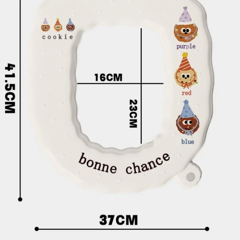 Universal Biscuit Cartoon Pattern Toilet Seat Wrap Thicken Bathroom Accessory Can Wipe O-shaped Household Isolation Cushion 4pcs