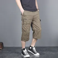 Heren Zomerbroek Lange Korte Broek Meerdere Zakken Militaire Rits Cargo Shorts Tactische Bruggen Kort Voor Heren Leger Groene Kaki