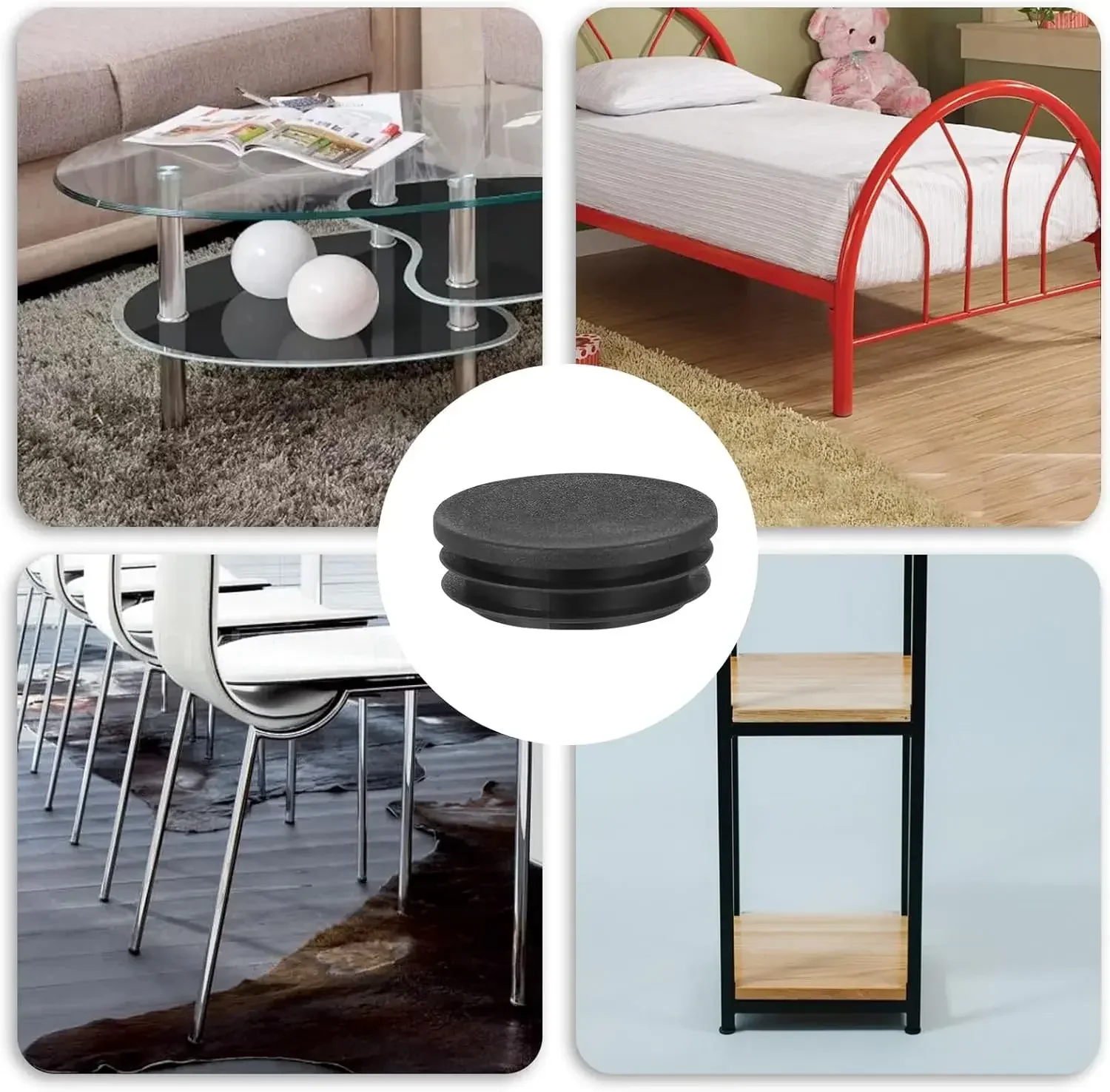 50/100pcs Round Plastic Plug Pipe Tubing End Caps Insert Furniture Foot Table Chair Leg Blanking End Insert Plug for Metal Tube