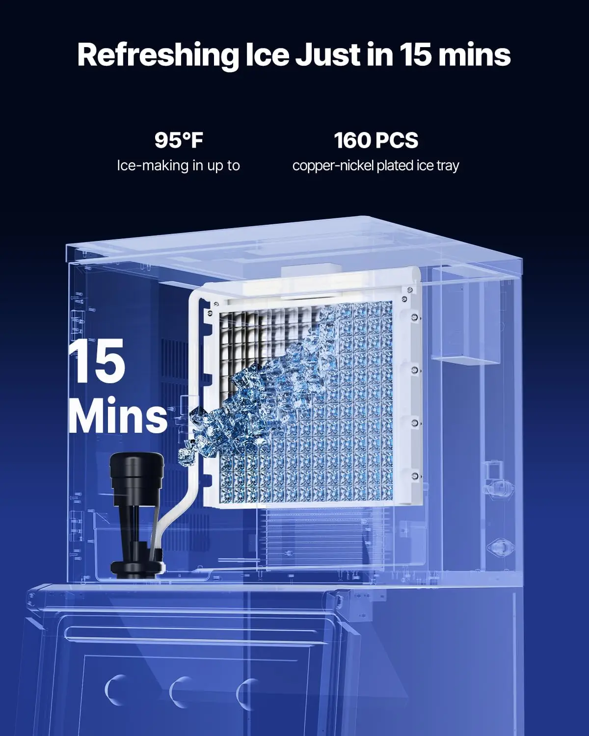 Commercial Ice Maker Machine - Head, 360 Lbs/Day Stainless Steel Ice Machine with Self-Cleaning, Scheduled Ice-Making, Adjustabl