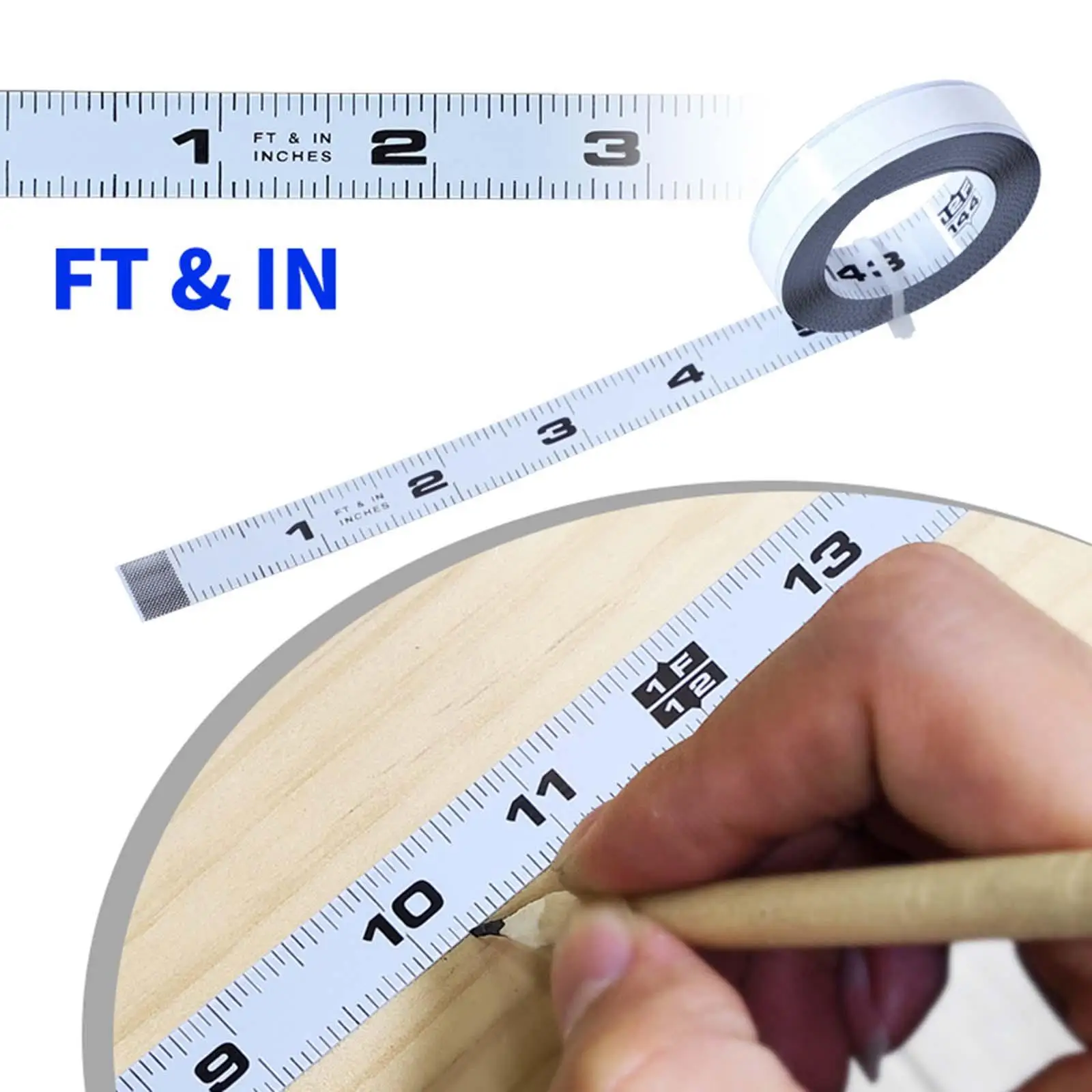 Adhesive Backing Workbench Ruler Imperial Scale Measuring Tape Carbon Steel Sticky Measure Tape for Saw Table Drafting Sewing