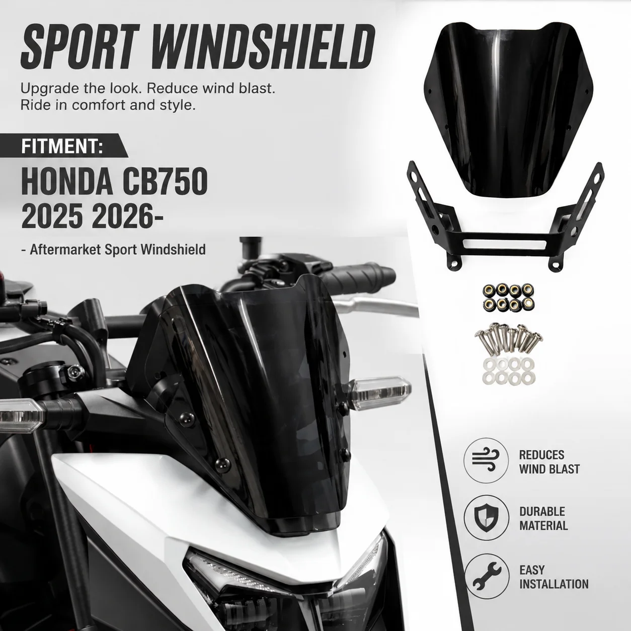 

For Honda CB750 Hornet CB 750 2025 2026 Motorcycle Accessories Windshield Front Wind Shield Deflectors Viser Visor Windscreen