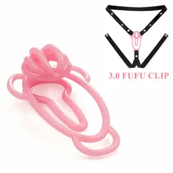 3.0 FUFU Clip Panty Chastity Belt for Sissy Mimic Female Pussy Chastity Device Anti-Cheating with Fake Bottom Cock Cage Sex Toys