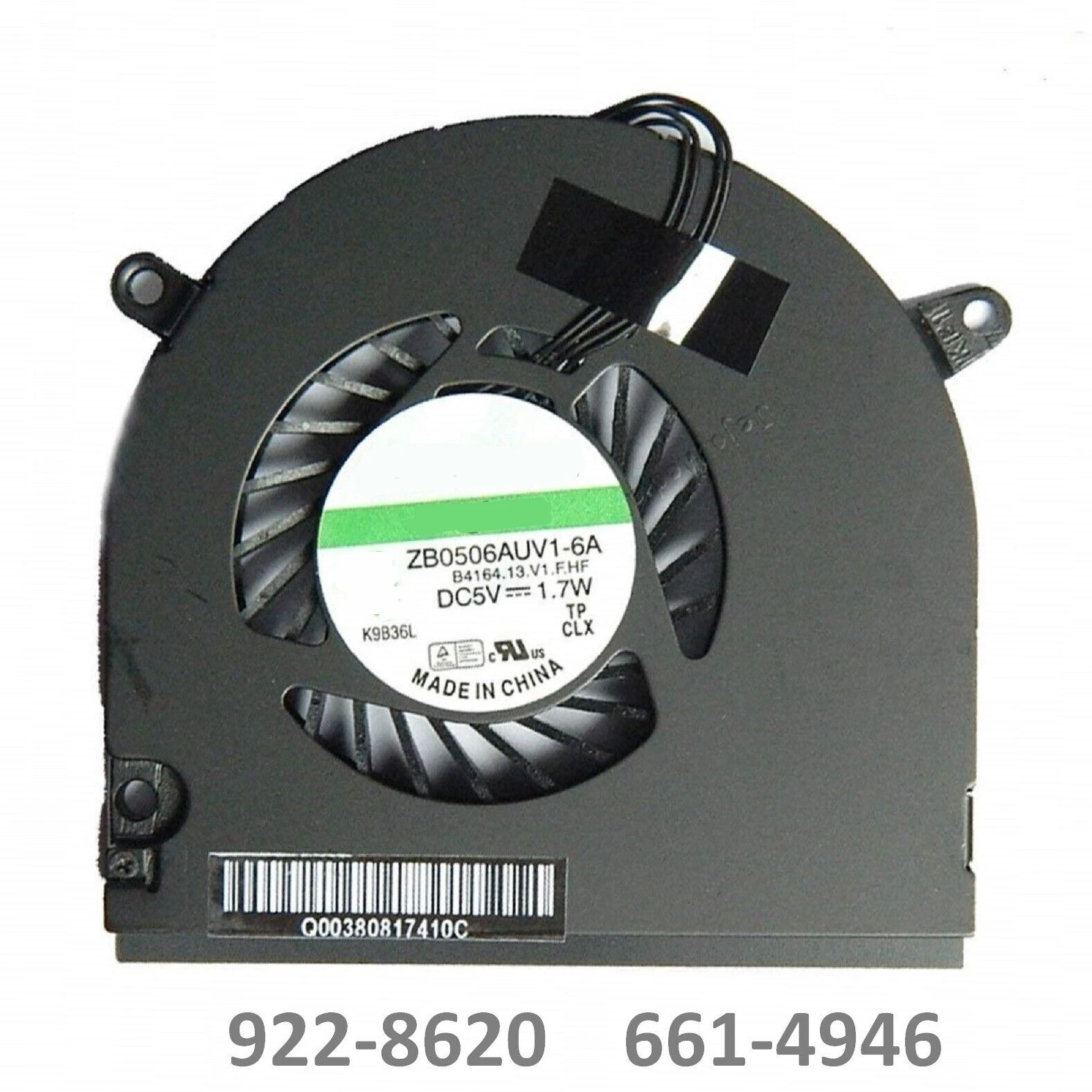 Notebook Cooling Fan ZB0506AUV1-6A B4703.13.V1.F.HF 661-4946 DC 5V 1.70W available for Macbook Pro A1278 A1280 A1342