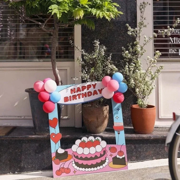 Festive Atmosphere Children's Birthday Party Decoration Props Photo-taking Equipment Stand Frame KT Board Material