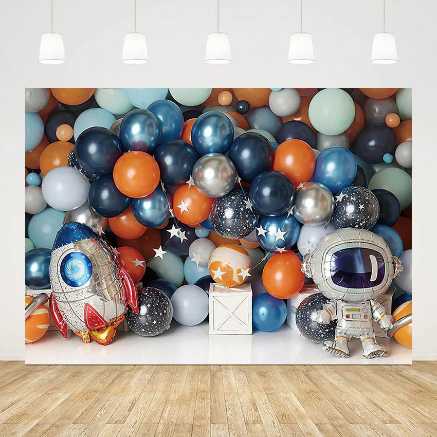 

Mehofond Photography Background Blue Balloons Astronaut Rocket Boy 1st Birthday Cake Smash Decor Backdrop Photo Studio Photozone