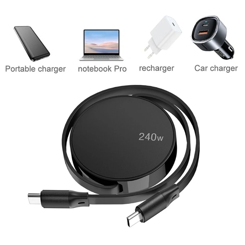 Выдвижной зарядный кабель USB на USB 240 Вт, зарядный шнур типа на USB для смартфонов, провод передачи данных типа