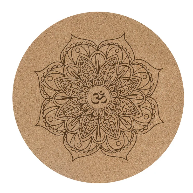 

600mm wholesale eco friendly anti slip meditation natural rubber mats travel cork round yoga mat