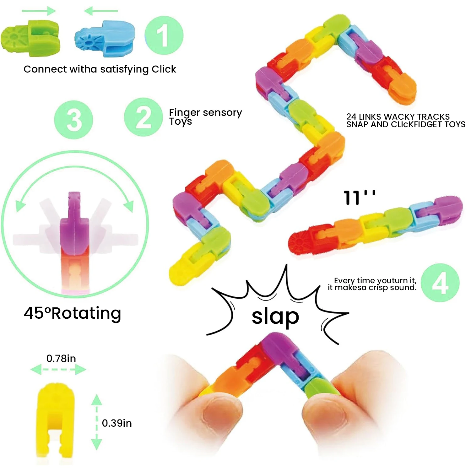 10pcs 24 Abschnitte Spuren Falt kette Spielzeug Kultivieren Kinder Phantasie Erwachsenen Stress abbau Spielzeug sensorische Zappeln Spielzeug