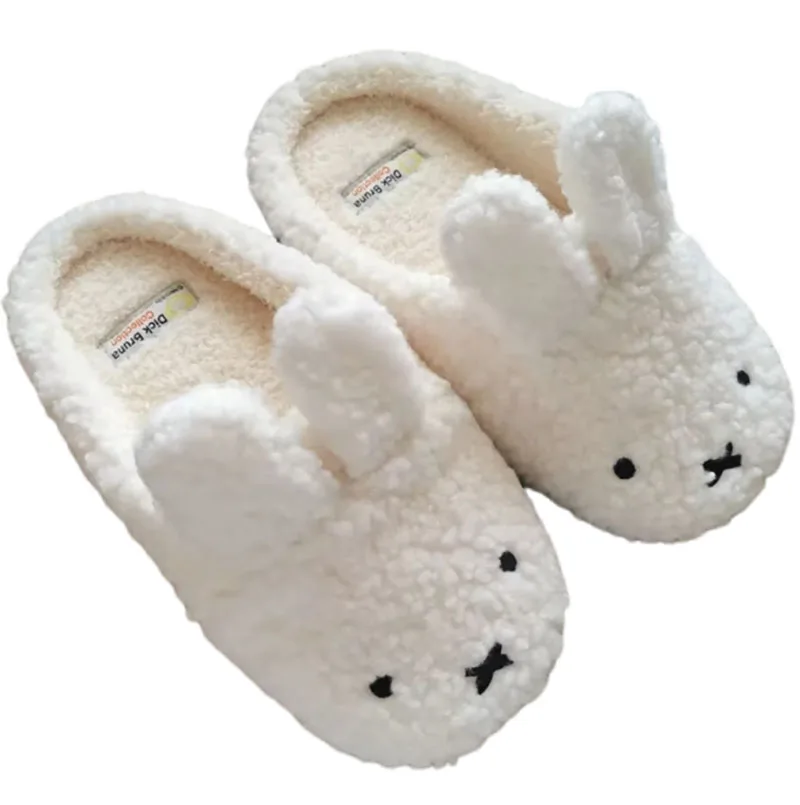 Nuove pantofole in cotone Kawaii Anime Cartoon Miffy Rabbit Simpatiche pantofole con fondo morbido in peluche caldo per interni autunno inverno per regalo per ragazze