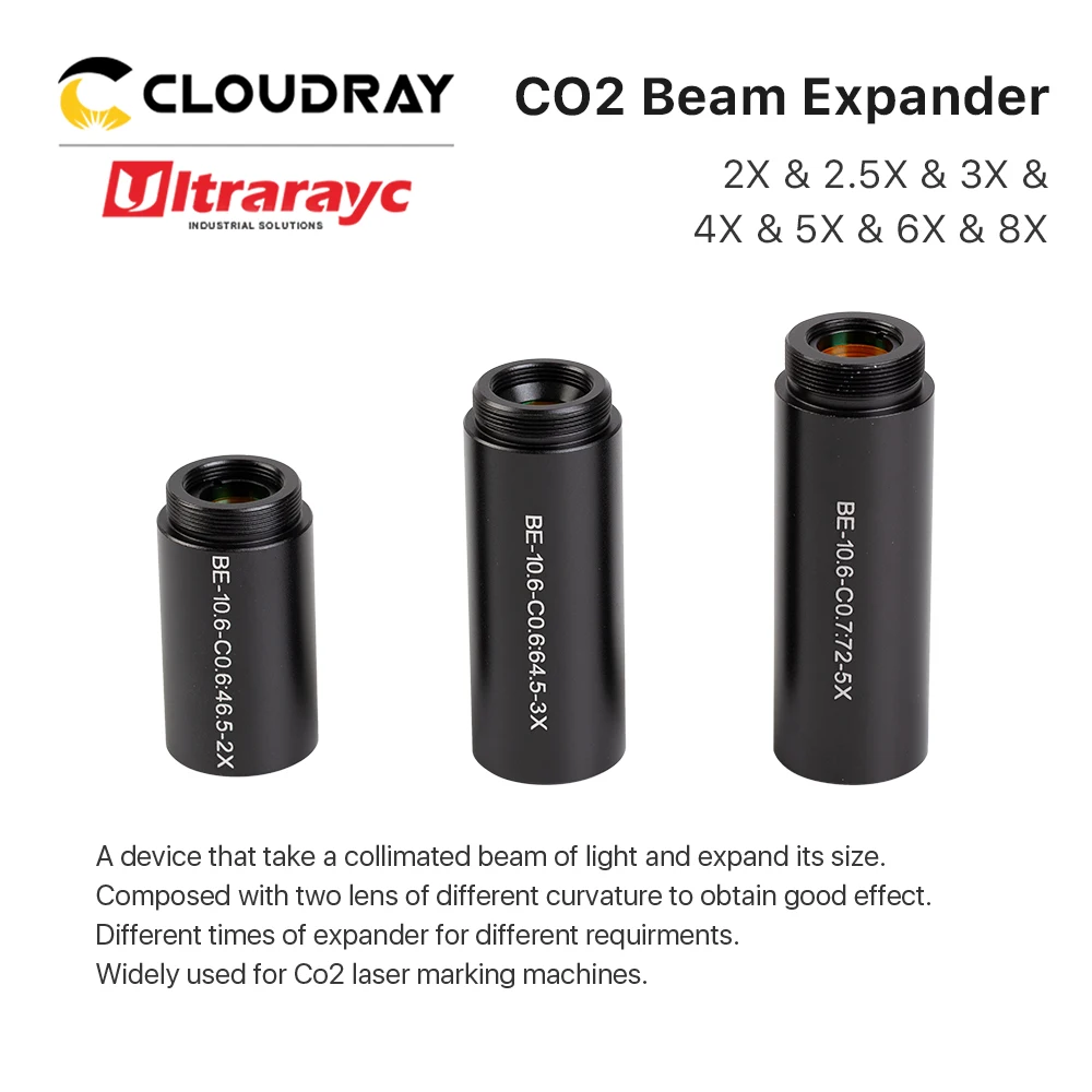 Ultrarayc CO2 10600nm Расширитель лазерного луча 1,5X 2X 2,5X 3X 4X Коэффициент расширения M22*0,75 Оптика объектива для машины лазерной маркировки