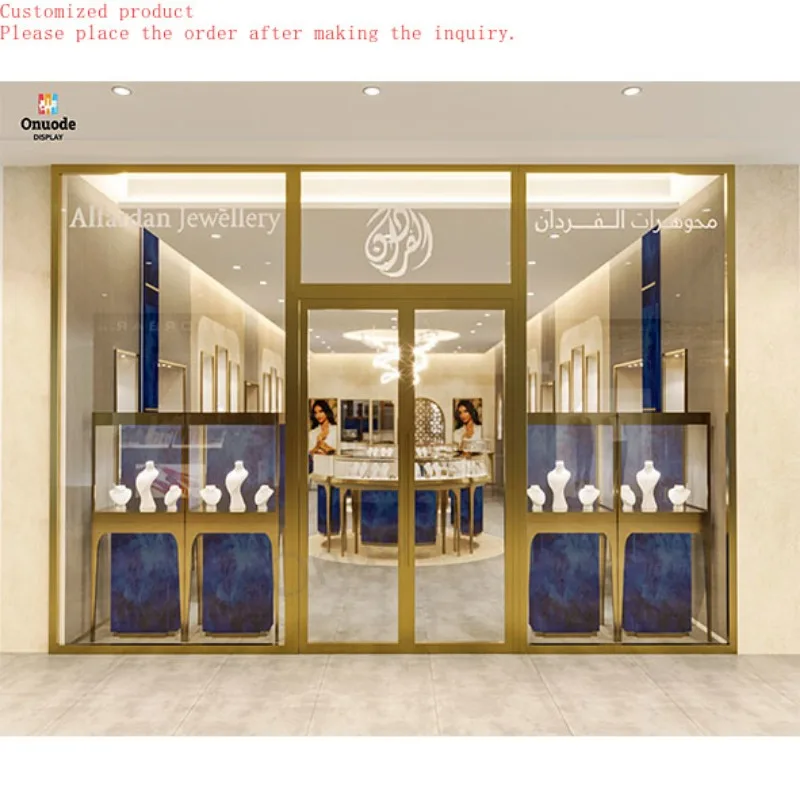 

Custom. Ювелирный магазин Полный дисплей с индивидуальным стеклом и дизайном счетчика МДФ Индивидуальный дизайн мебели для ювелирных изделий и часов