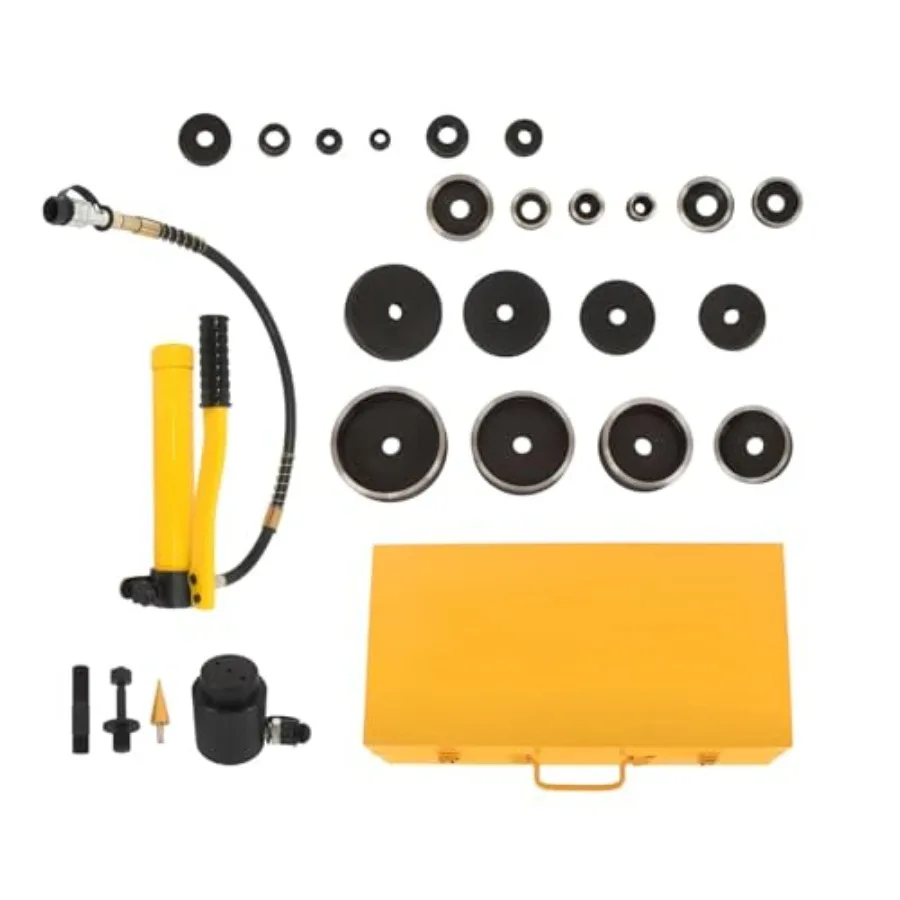 

15 Ton Hydraulic Knockout Punch Kit 1/2 to 4 Inch Electrical Conduit Hole Cutter Set with 10 Dies Professional Heavy Duty Punch