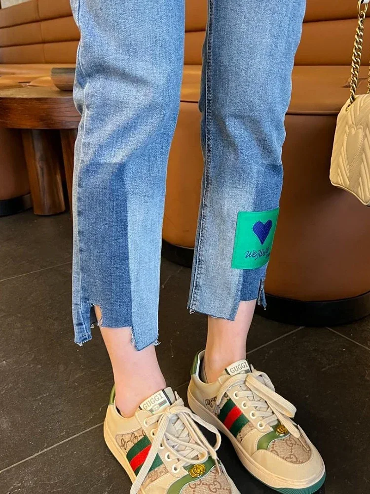 Y2k2023 New Summer Thin High-waist Straight Leg Jeans Women's Big Size Fat Mm Thin Smoke Pipe Pants 40-100kg