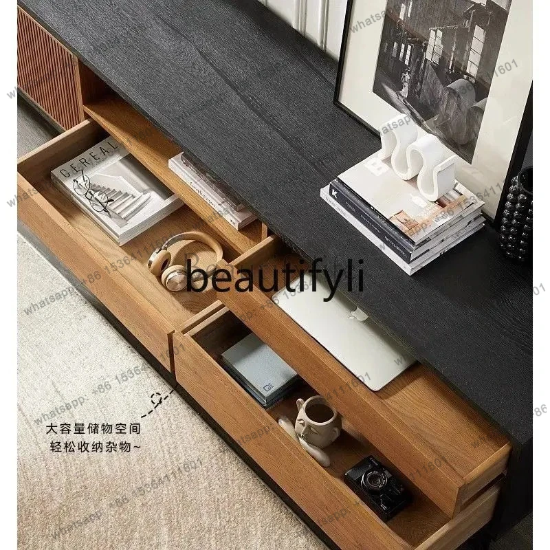 Modern Vintage Color Matching Teak, TV Cabinet, Black, Oak Audio Visual Floor Cabinet Nordic