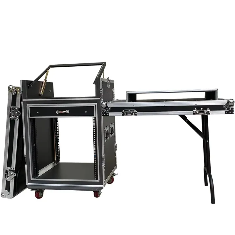 Professional Custom Aluminum 12U Four-wheel Air Box Pp Tool Case 2 Drawers Mixer Audio Amplifier Aviation Stage Equipment ODM