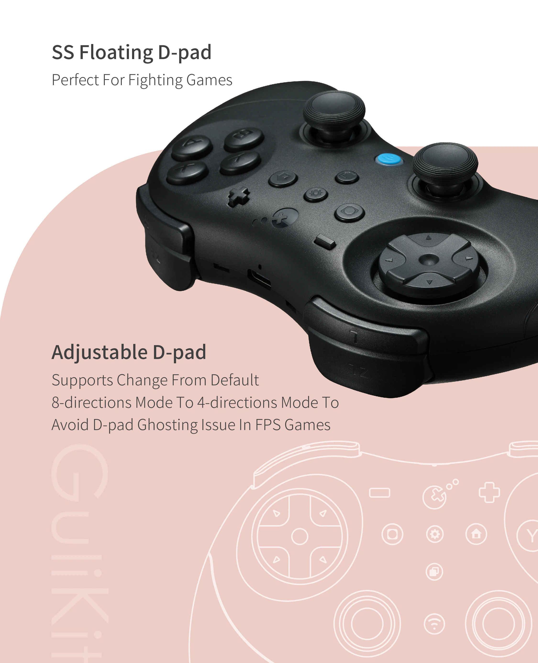 GuliKit Elves 2 Pro Wireless Gaming Controller für Switch 2 Windows Hall Joysticks mit 1000 Hz Gamepad für iOS und Android – Detail 10