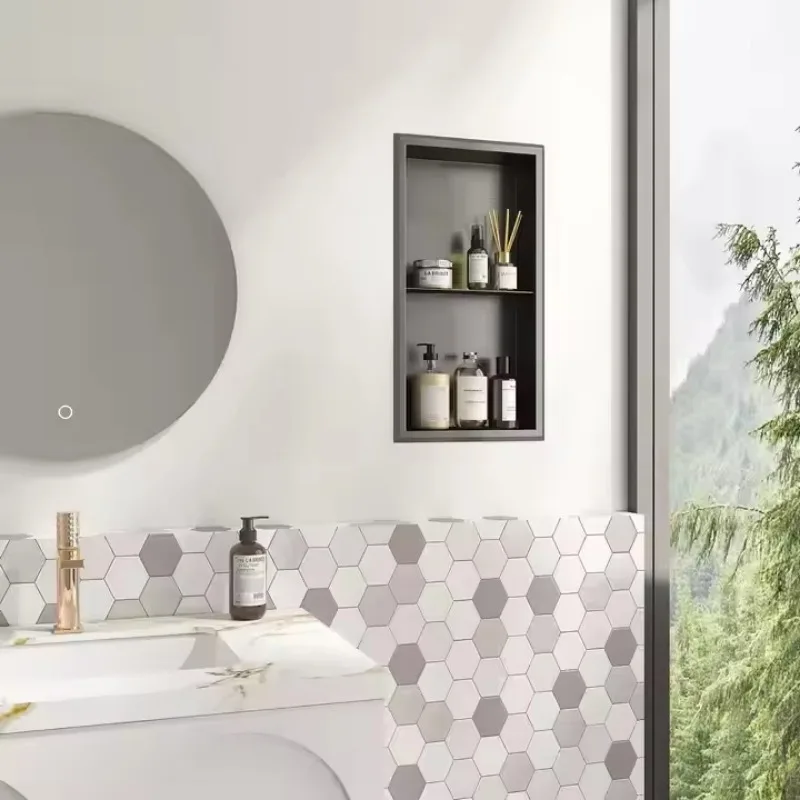 High quality bathroom sink with cabinet set Stainless steel flat pack shower niche