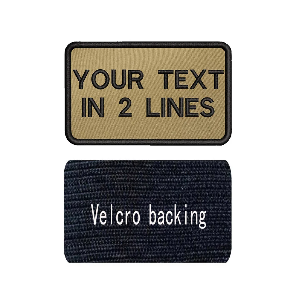 8x5cm Khaki Background Embroidery Custom Name Patch Stripes Badge Iron On Or  Patches