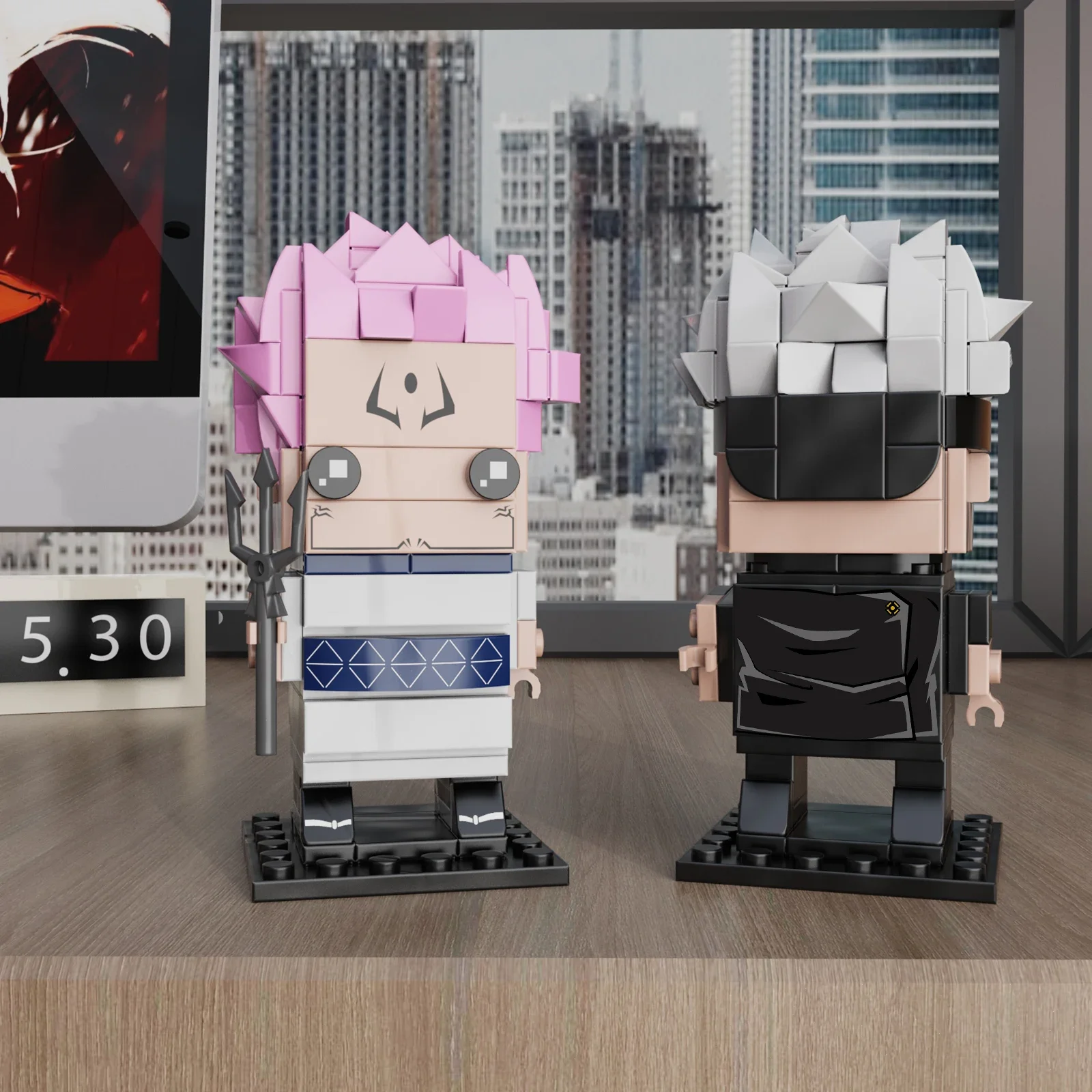 2 in 1 Satoru Gojo Ryomen Sukuna Brickheadz Model Kit Building Blocks Jujutsu Kaisen Anime Figures Bricks Toys Children Gifts