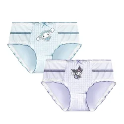 Kawaii Cartoon Hello Kitty Kuromi Cinnamoroll Tartan Panties Women Underwear Skin-friendly Soft Cute Cotton Large Size Briefs