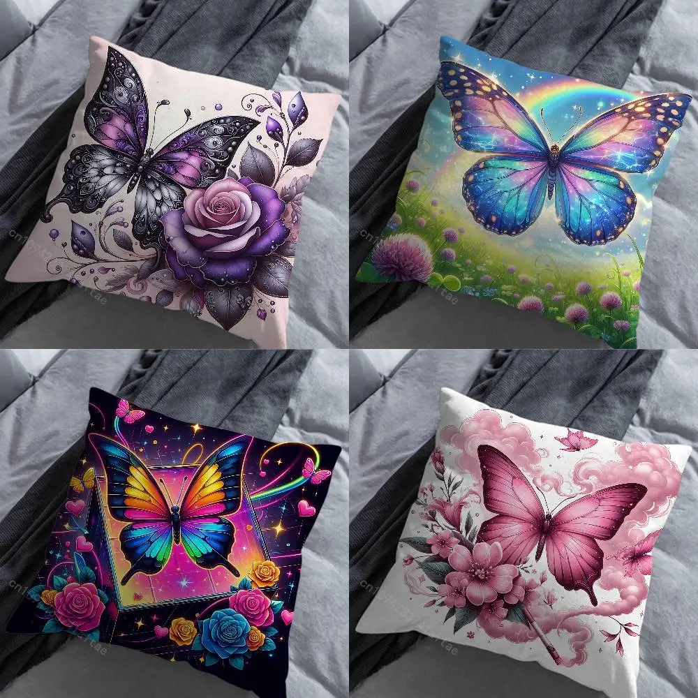 

Beautiful Butterfly Art Throw Pillow Case Living Room Sofa Cushion Cover For Home Bedroom Decoration Protector