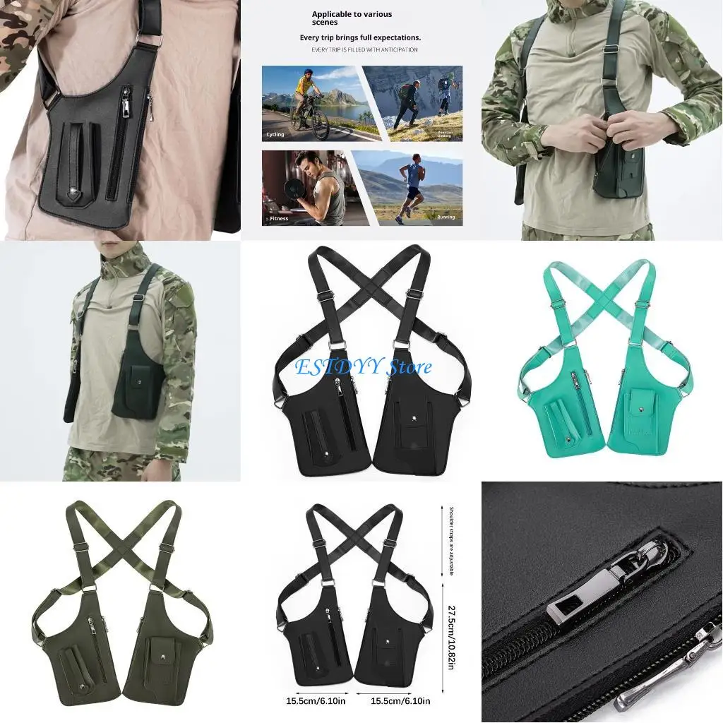 

G6DE （1 Pack）Leather Shoulder Underarm Strap Wallet Adjustable Accessories with Double Bag