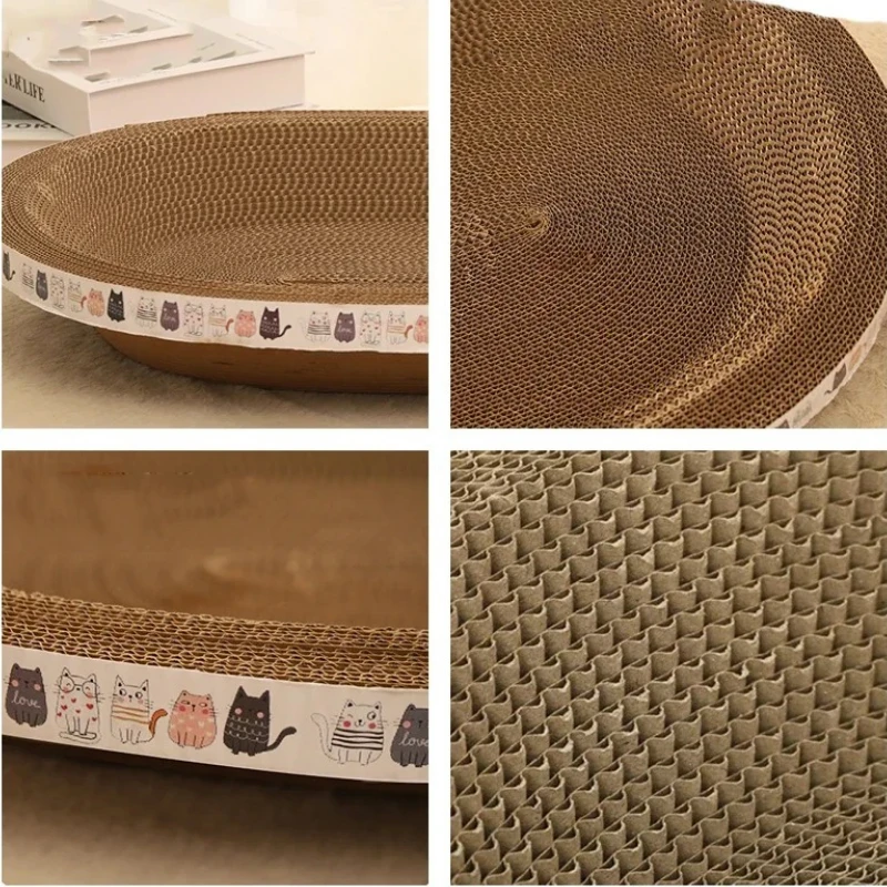 Corrugated Cat Scratcher Cardboard Oval Cat Scratch Pad Bowl Nest for Indoor Bed Cats Grinding Claw Round Cats Scratching Board