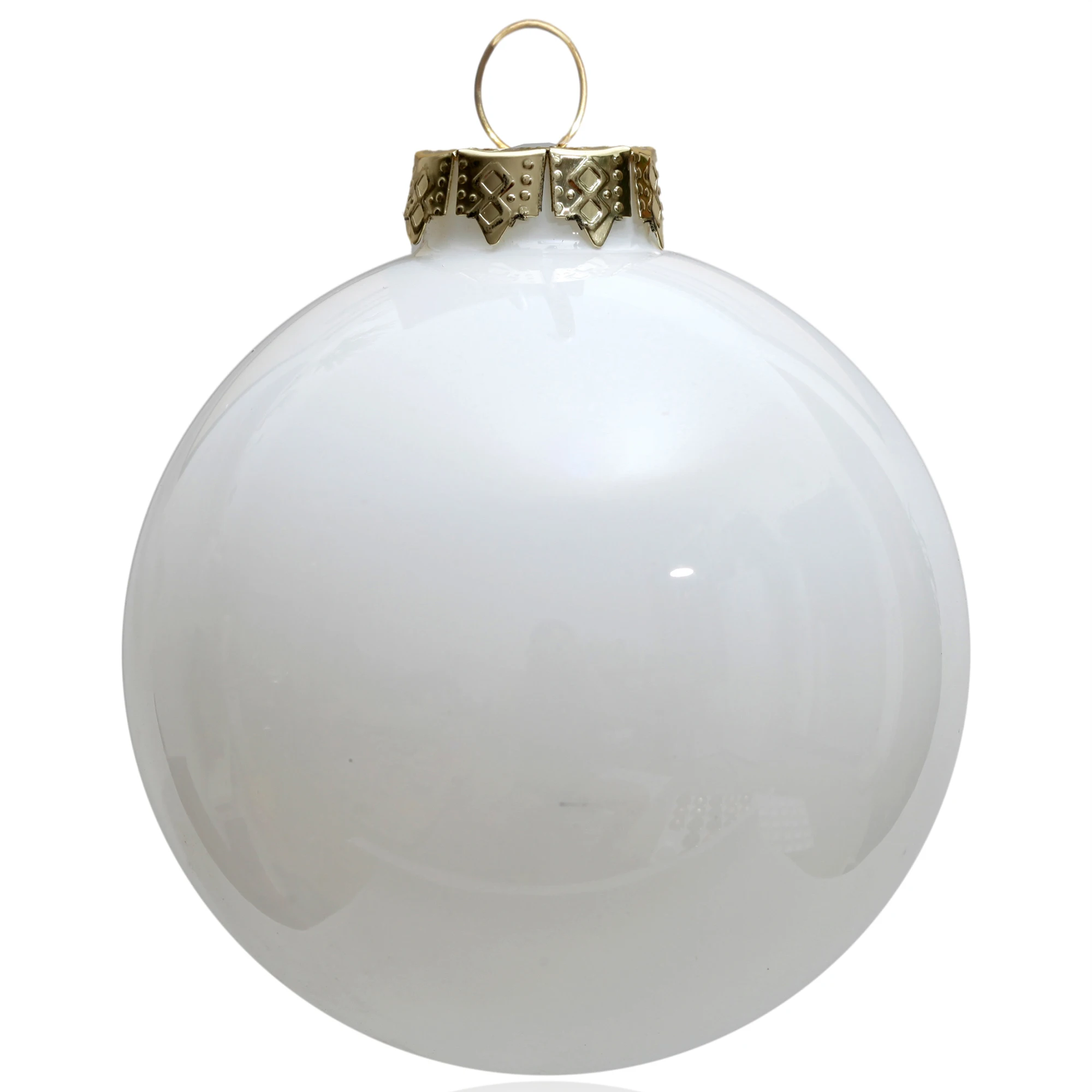 

5 Pieces - Home Event Party Christmas Xmas Decoration Ornament 80mm Painted Shiny Finish Pearl White Glass Bauble Ball