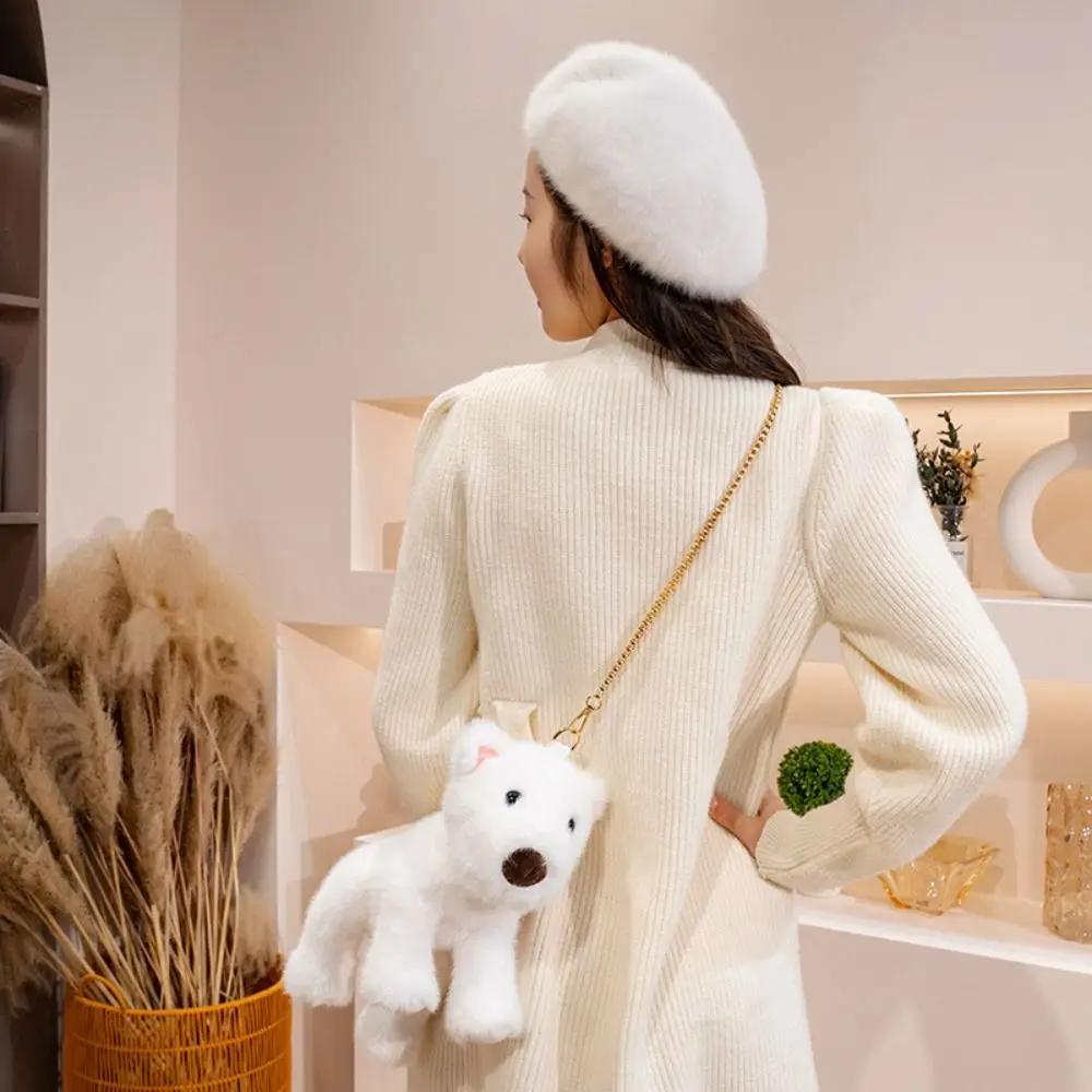 นอน West Highland Plush ของเล่นโซ่ชีวิตจริงจําลอง Akita สุนัขสัตว์เลี้ยงตุ๊กตา Husky ตุ๊กตาลูกสุนัขตุ๊กตาของเล่นเด็ก