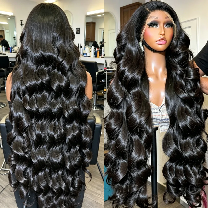 

40 Inch Malaysia Body Wave Human Hair Wig 13x6 13x4 HD Transparent Lace Frontal Wig Pre Plucked for Women