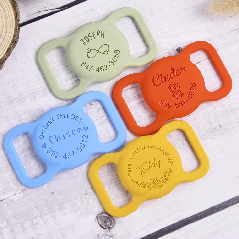 Benutzerdefinierte Airtag Hülle Hund Katze Halsband GPS Finder Bunte leuchtende schützende Silikonhülle Personalisierte Air Tag Tracker Hülle – Detail 2