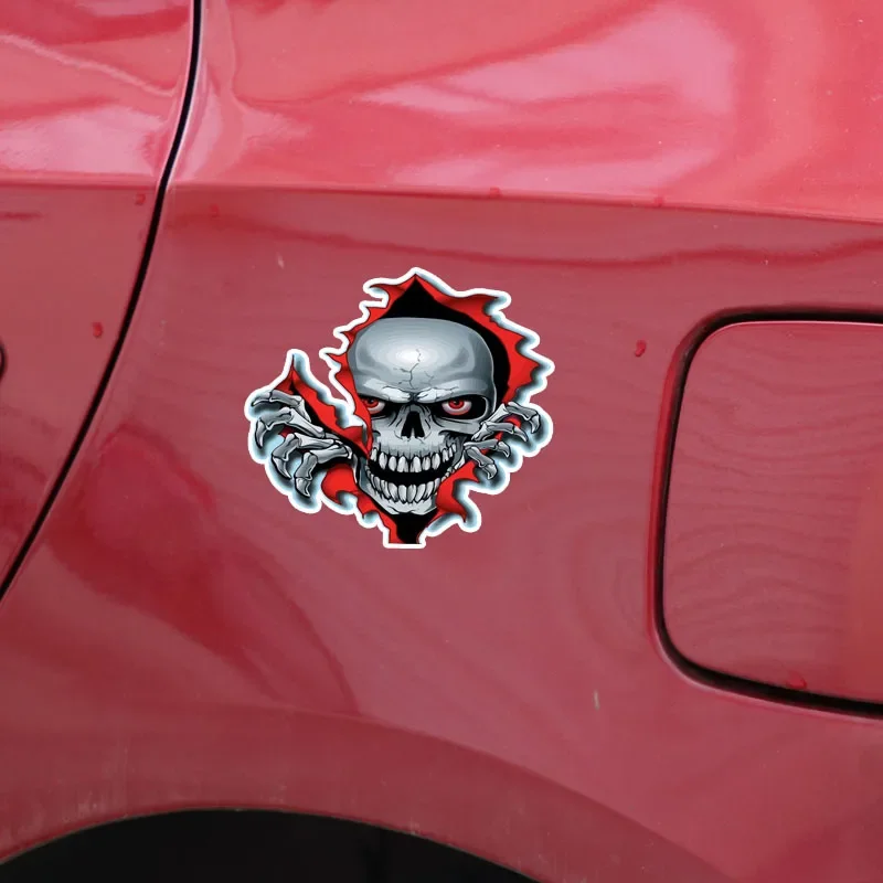 Stiker Mobil Modis Tengkorak Bermata Merah Decal Otomotif Suku Cadang Sepeda Motor Suitable for Helmet Refrigerator Decal