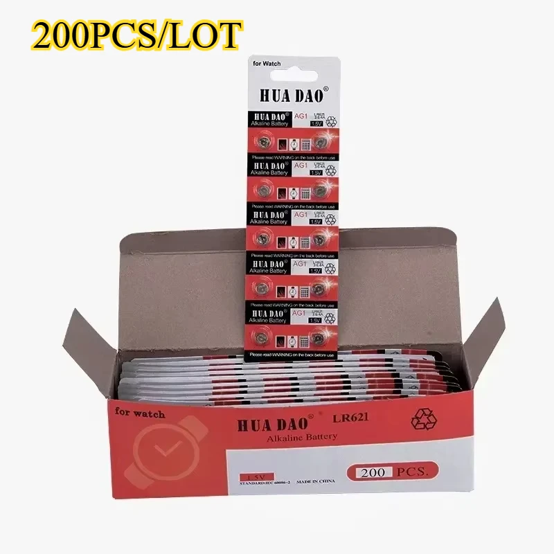 

200PCS AG1 LR621 1.55V Alkaline Button Battery, 164 SR60 363 SR621SW 364 621 SR621 L621 CX60 Coin Cell for Watch Clock Remote