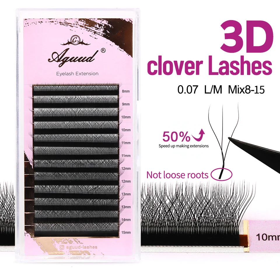AGUUD L M W Form Wimpern 3D Clover Blooming Lash Vorgefertigte Fächer 3D 4D Wimpernverlängerung Handgewebte W-förmige 3D Fairy Cluster Wimpern – Detail 4