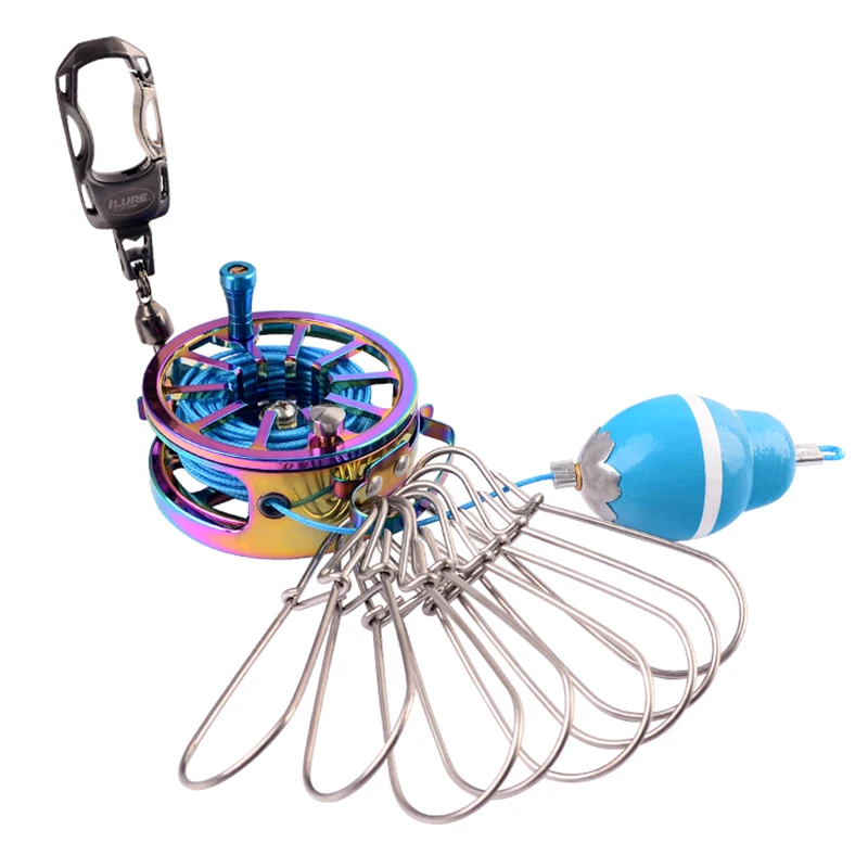 

2022 Fishing Lock Buckle with Reel Stainless Steel Live Fish Locks Belt Fishing Tackle Tools Stringer Floats Fishing Reel