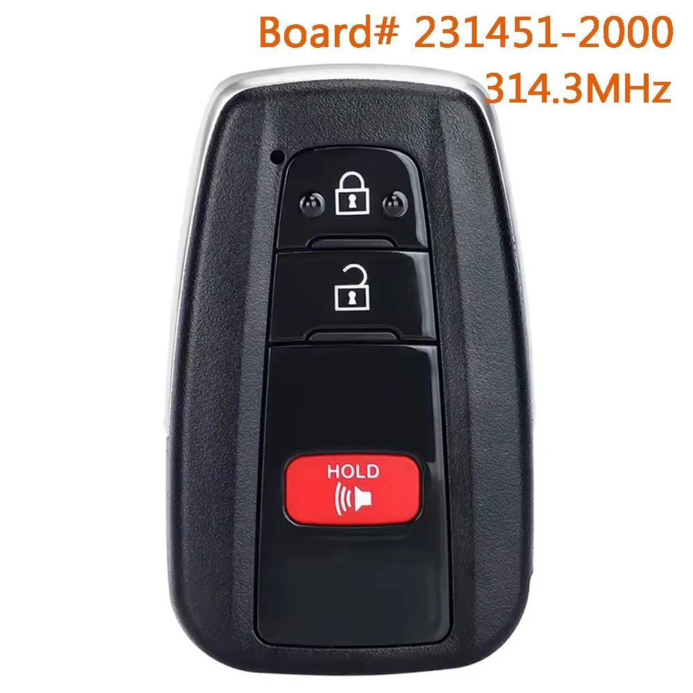 KEYECU 231451-2000 Smart-Fernbedienungsschlüssel für Toyota Corolla 2019 2020 2021 HYQ14FBN 314,3 MHz 3 Tasten