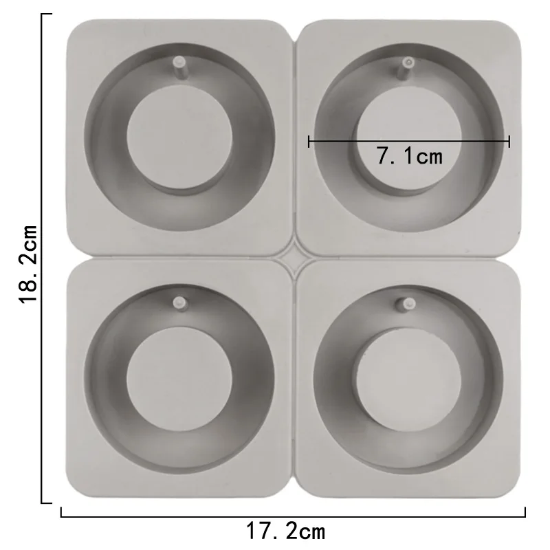 4 Grid Round Ring DIY Epoxy Accessories Mold, Cake Decoration, Silicone Gypsum Soap Mould 1211