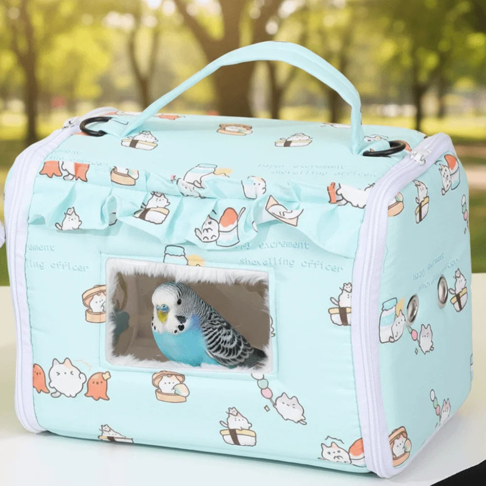 

Pet Shoulder Bags Warm Parrot Carrier Bag Windproof Thicken Bird Travel Cage with Window Large Space Hamster Outdoor Bag Winter