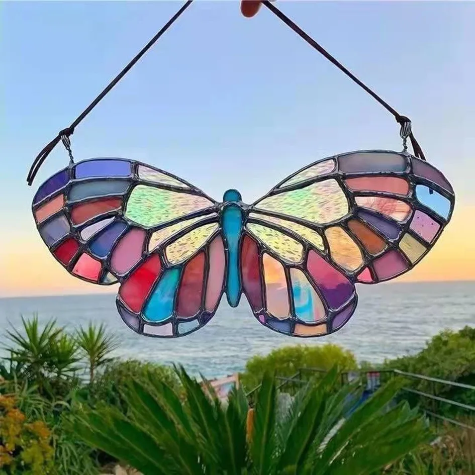 Acrylic Honeycomb Hanging Ornament Landscape Outdoor Garden Decor Bees Painted Window Display Accessories Keychain
