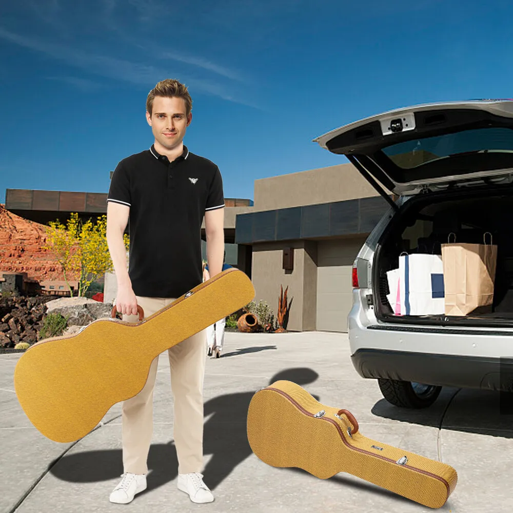 Estojo Duro Portátil para Guitarra Acústica de 41 Polegadas com Chaves