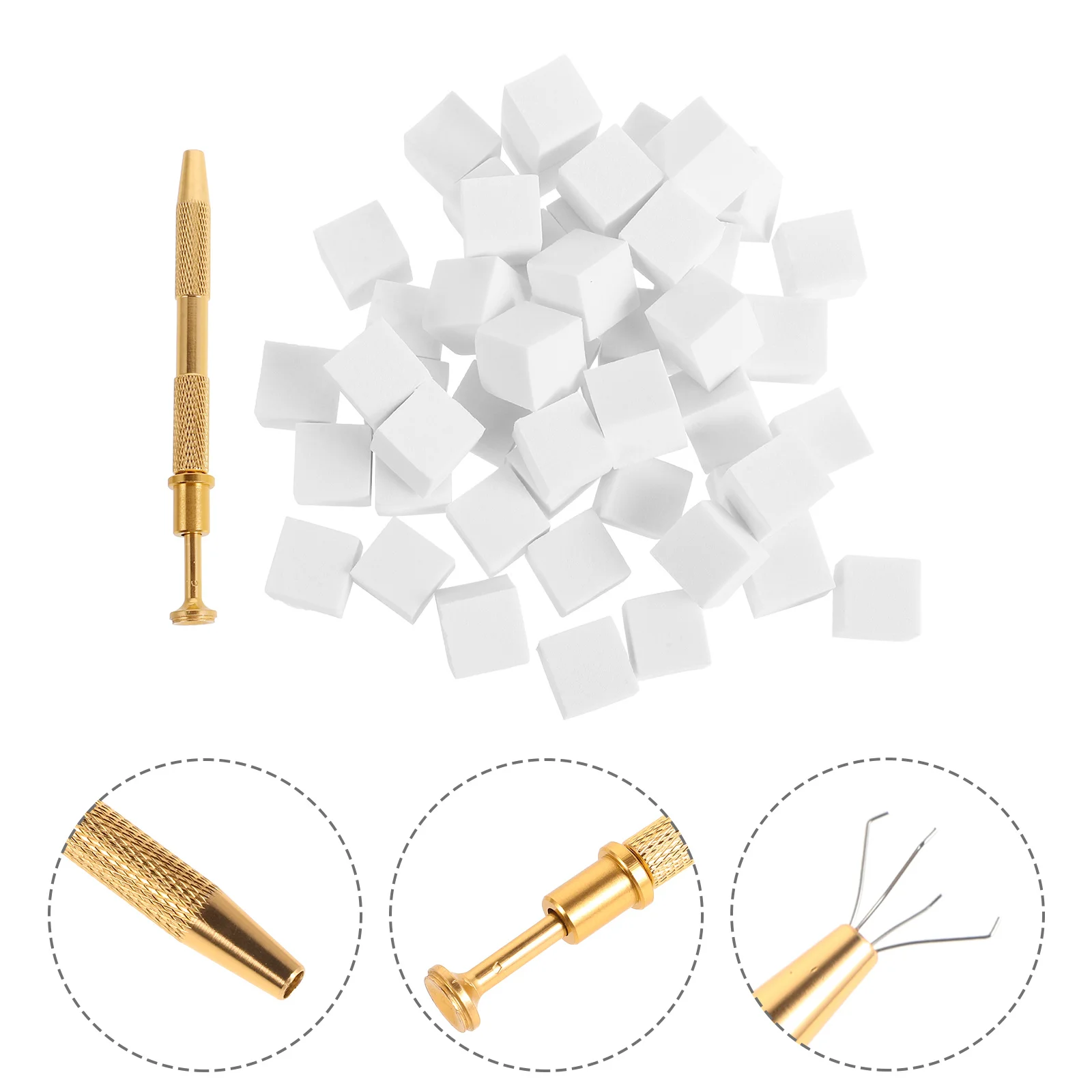 

50pcs Sponge Tools Manicure Kit For Gradient Nails Diy Ombre Design Easy Clean White Sponges Replacement With Grabber Pen Mini
